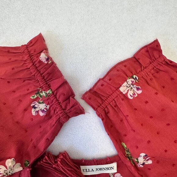 Ulla Johnson Swiss Dot Red Floral Red Clementine Tiered Midi Dress Size 6 - Picture 5 of 12